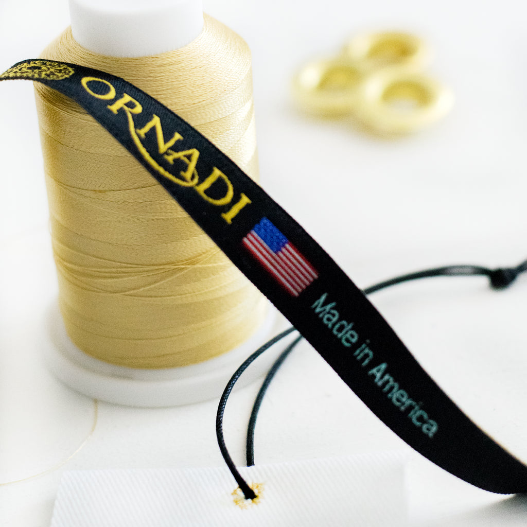 ornadi label gold thread made in America 